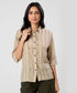 Flared Sleeve Brown Shirt